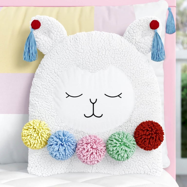 Almofada Amiguinha Lhama Bolinhas e Tassel 31cm
