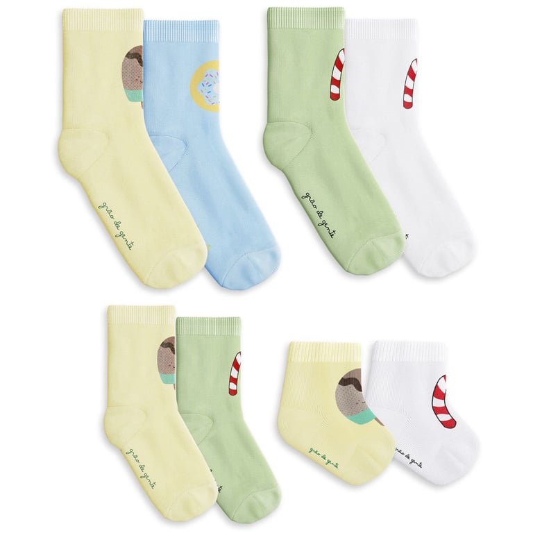 Kit Meia Família Trocapé Pirulito, Picolé e Donuts Azul 8 Pares