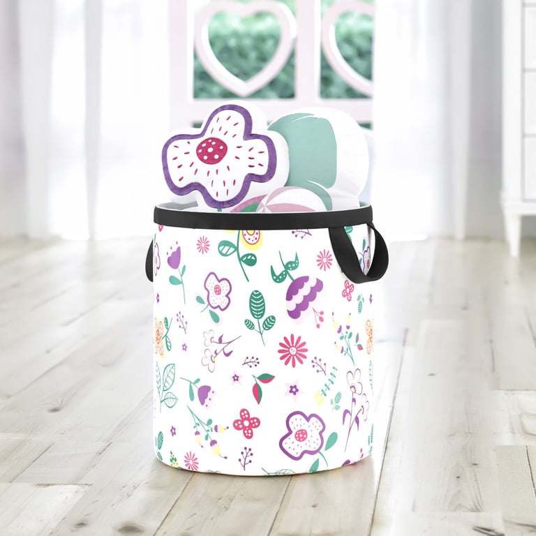 Cesto Organizador para Brinquedos Floral Moderna 42cm
