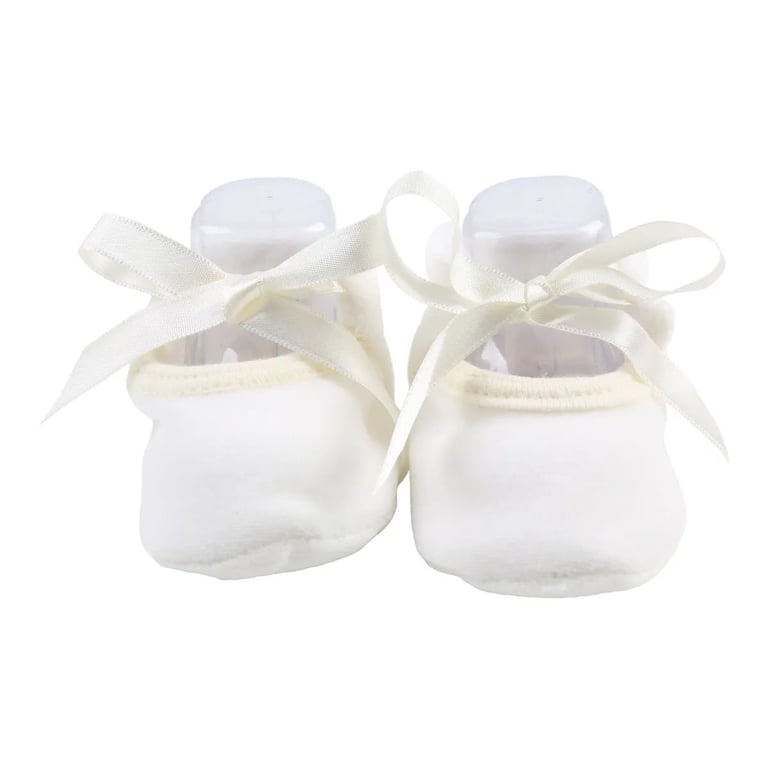 Sapatilha Puff Bebê Chutinho com Fita Cetim Off White