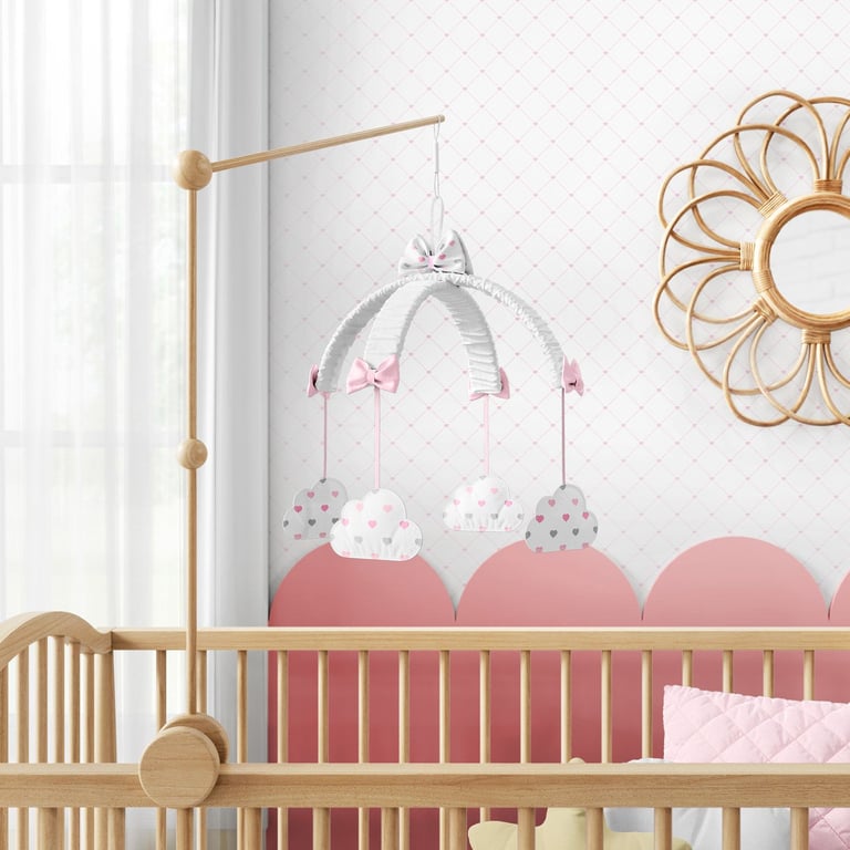 Móbile Nuvem Coração Rosa e Cinza — vista alternativa