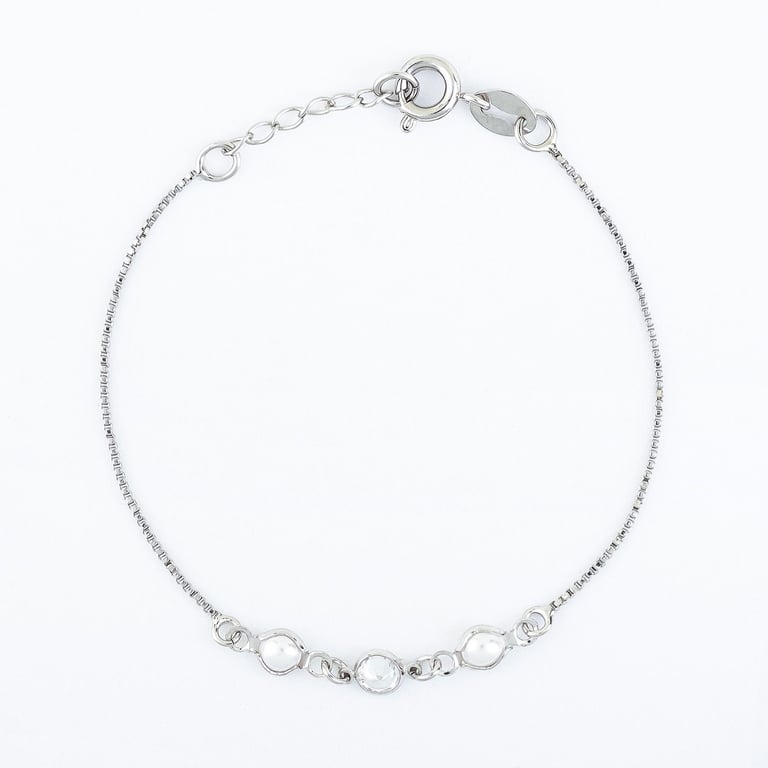 Pulseira Infantil Pérola e Zircônia Ródio