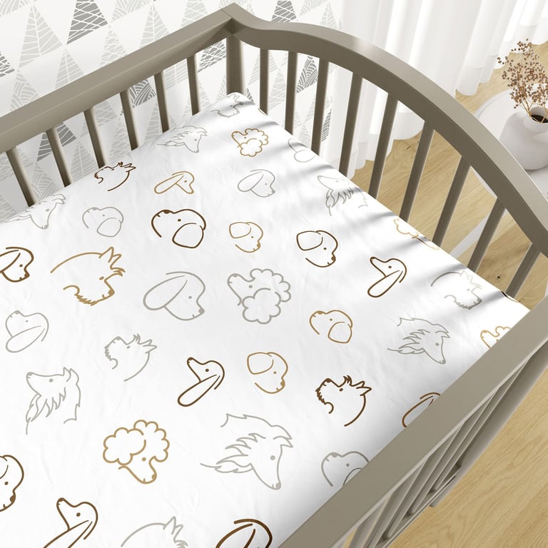 Lençol Berço com Elástico Cachorrinhos Cinza e Bege — vista alternativa