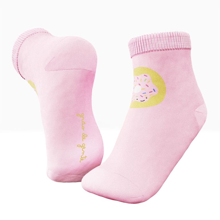 Kit Meia Bebê Tal Mãe Tal Filha Trocapé Pirulito e Donuts Rosa 4 Pares