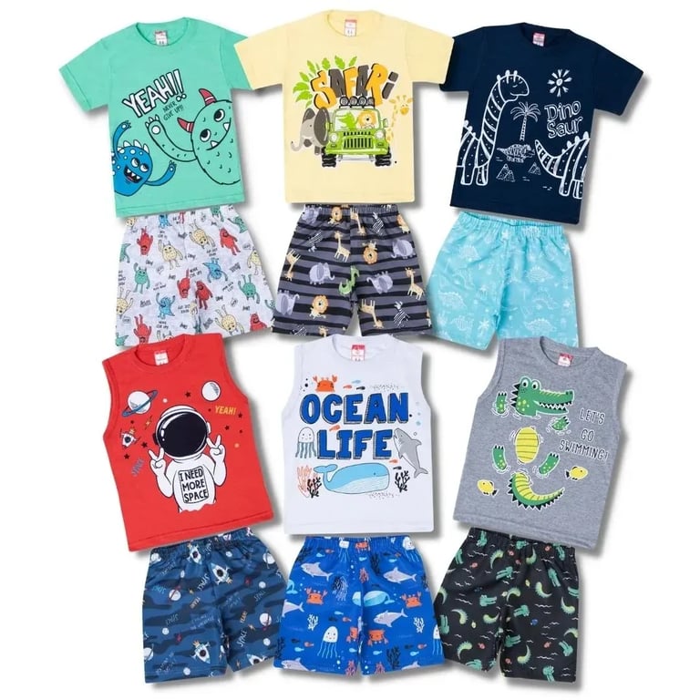 Conjunto Curto Bebê Tactel TAM P CORES SORTIDAS