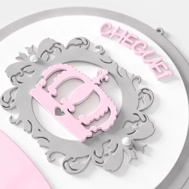 Porta Maternidade Personalizado Coroa Arabesco Rosa - Stella — vista alternativa