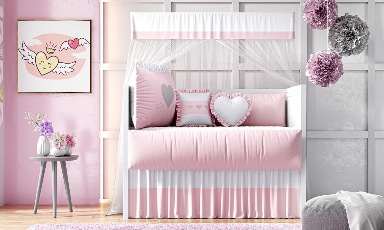 Kit Berço Coração Rosa — vista alternativa