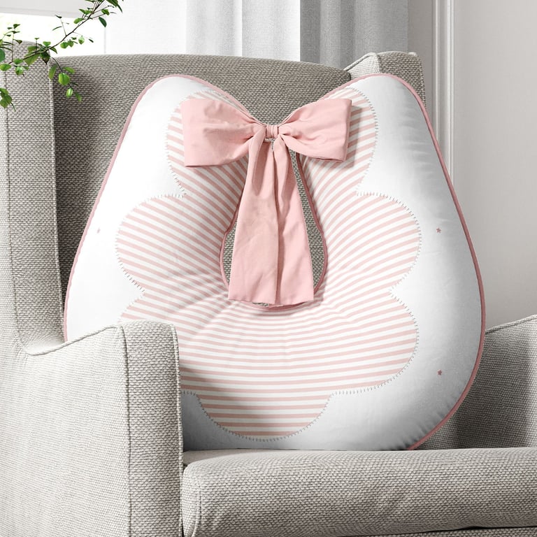 Almofada Amamentação Estrelinhas e Listras Rosé