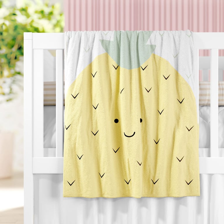 Manta Bebê Tricot Amiguinho Abacaxi Amarelo 1m