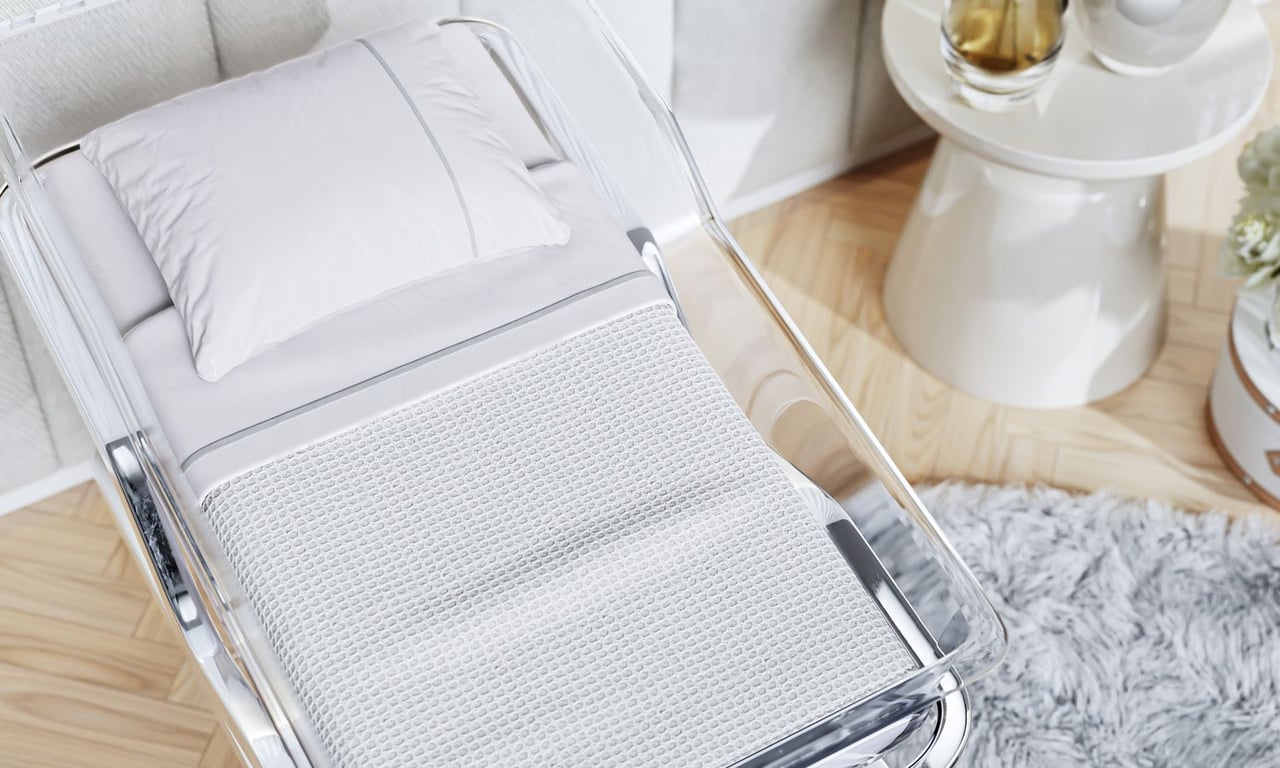 Manta Tricot Colmeia Berço Maternidade Branco 85cm