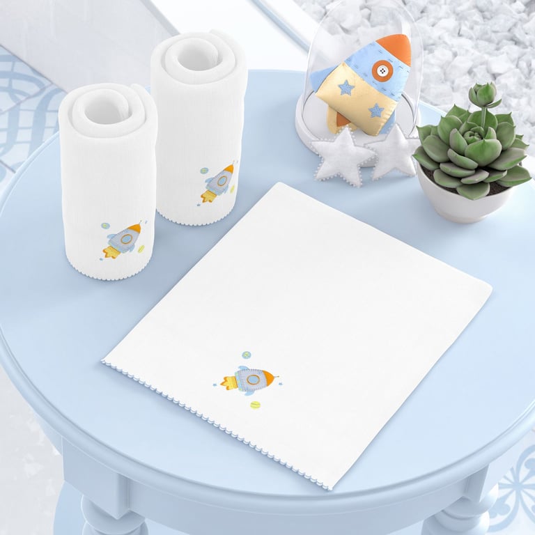Jogo de Fraldas Ombro Foguete Astronauta Azul com 3