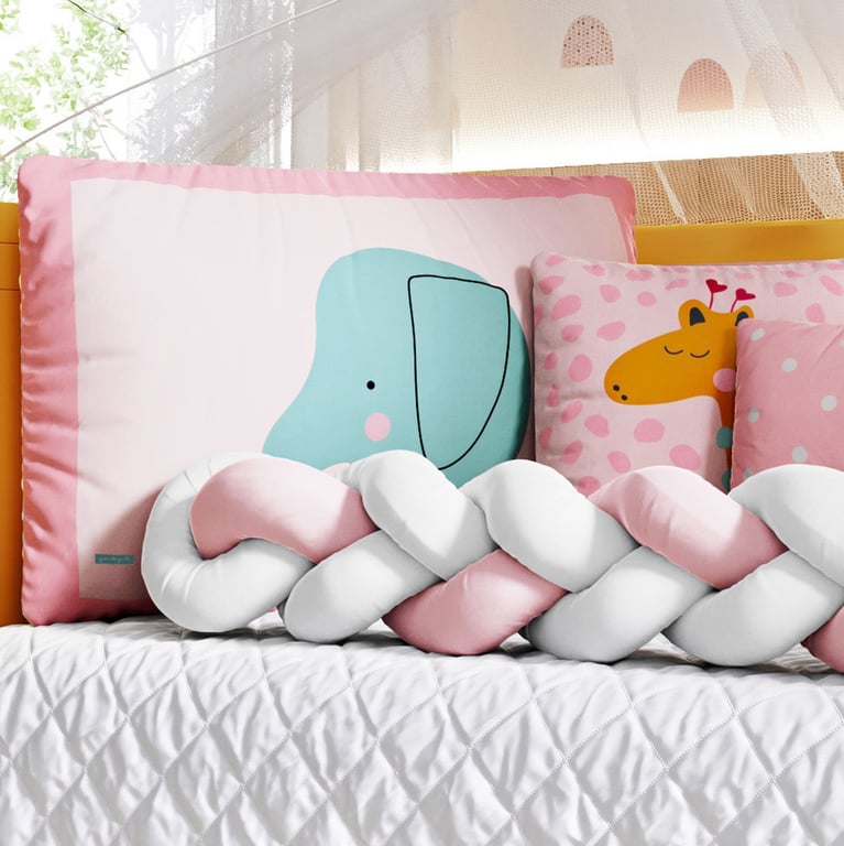 Kit Berço Trança Safári Moderno Rosa