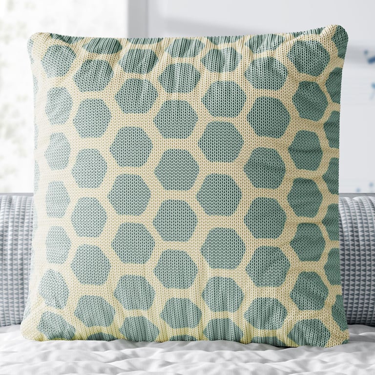 Almofada Quadrada Tricot Tartaruga Verde e Amarelo 38cm