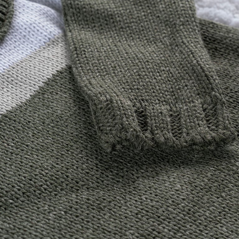 Casaquinho Tricot Listra Verde Musgo e Cinza — vista alternativa