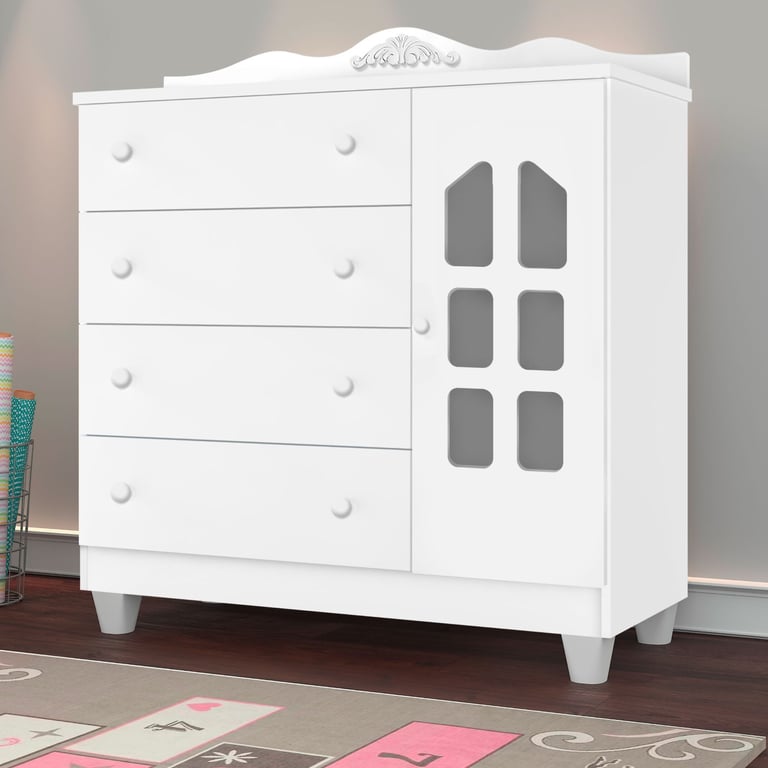 Cômoda Infantil Branco com Porta Laís Provençal