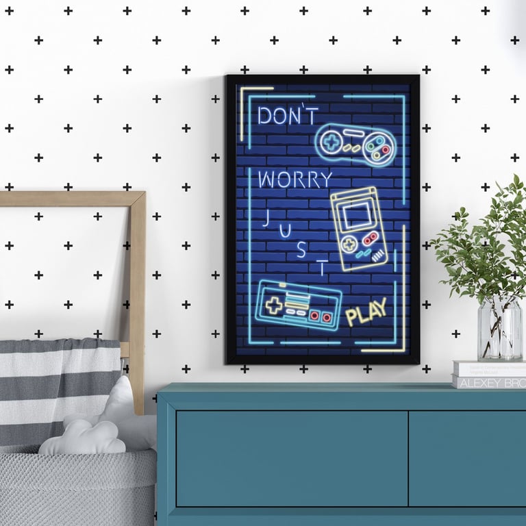 Quadro Gamer Don’t Worry Just Play 60cm — vista alternativa