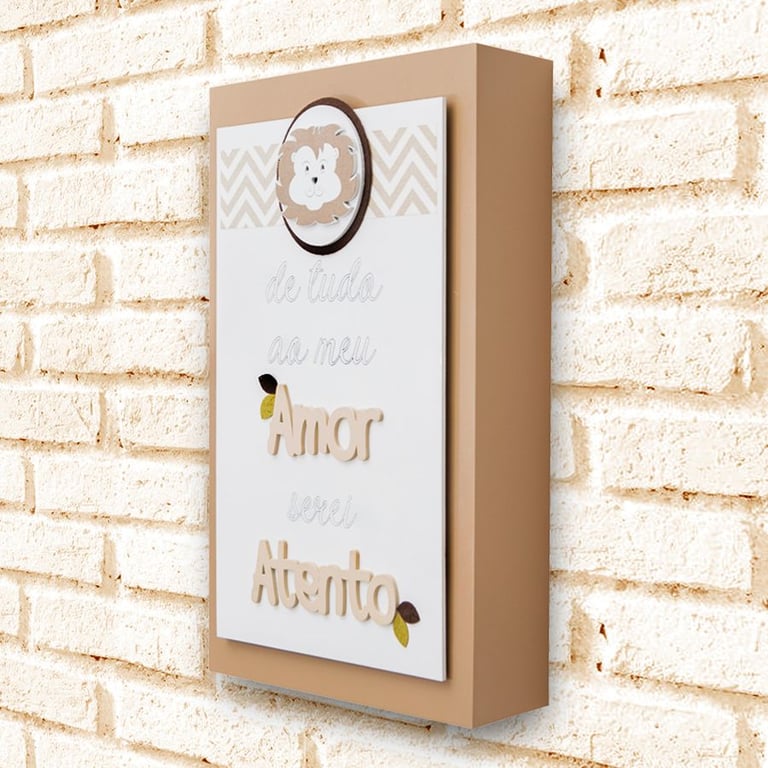 Quadro MDF Leãozinho 3D