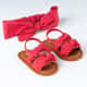 Sandália de Bebê com Faixa de Cabelo Nózinho Poá Vermelho Tam 18 - imagem 1