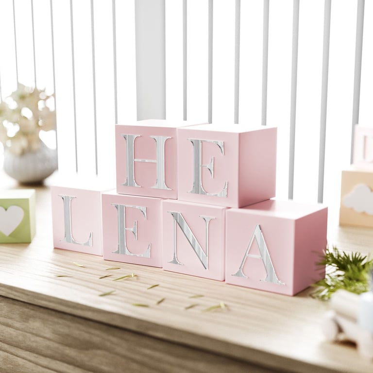 Cubo Decorativo Personalizado Letra A MDF Espelhado Rosa 8cm — vista alternativa