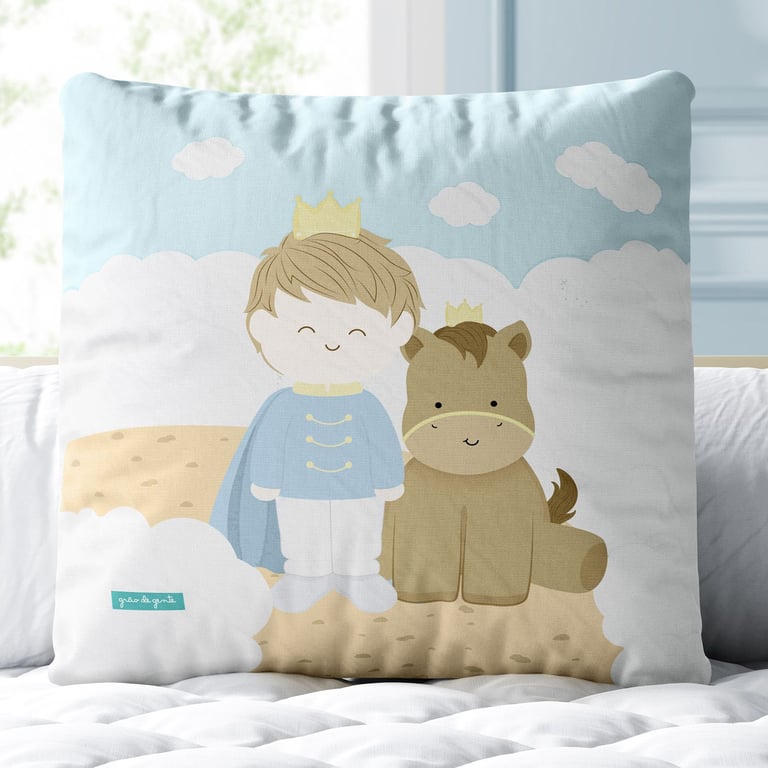Almofada Quadrada Príncipe e o Cavalinho 30cm