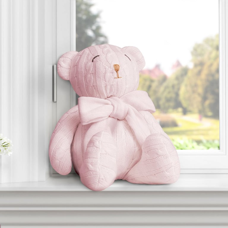 Ursinha Rosa Tricot com Laço 42cm