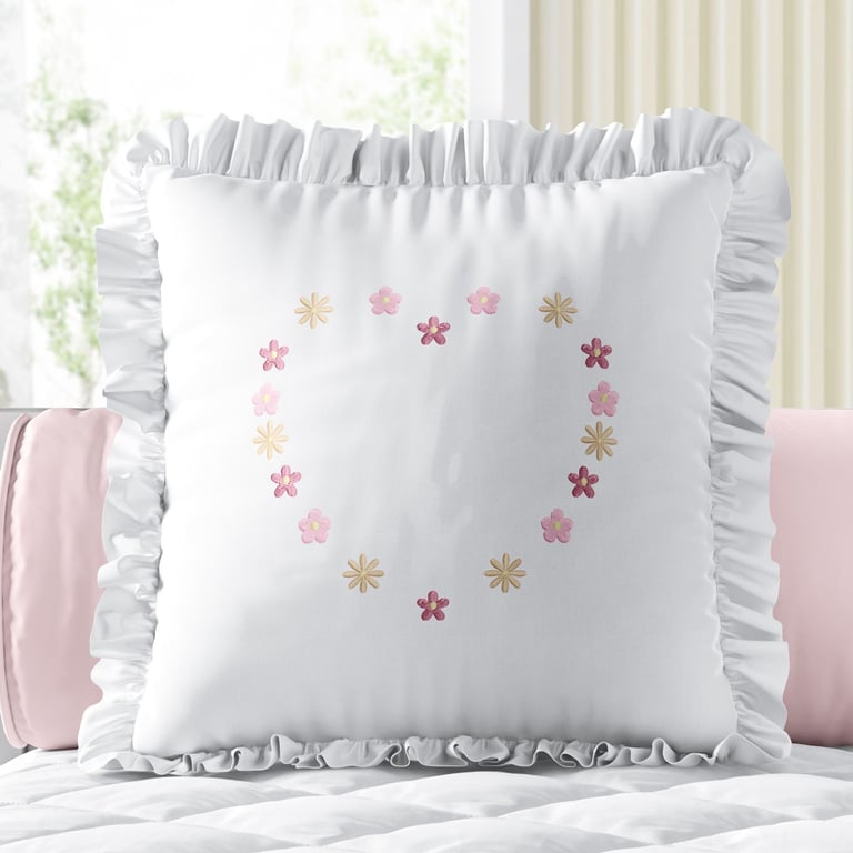 Almofada Quadrada Floral Coração