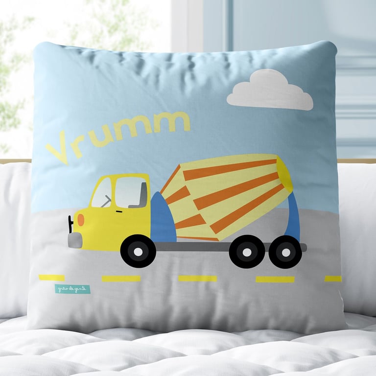 Almofada Quadrada Caminhão Betoneira Vrum 30cm