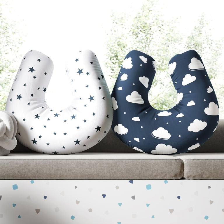 Almofada Amamentação Dupla Face Nuvem Estrelinha Rosa