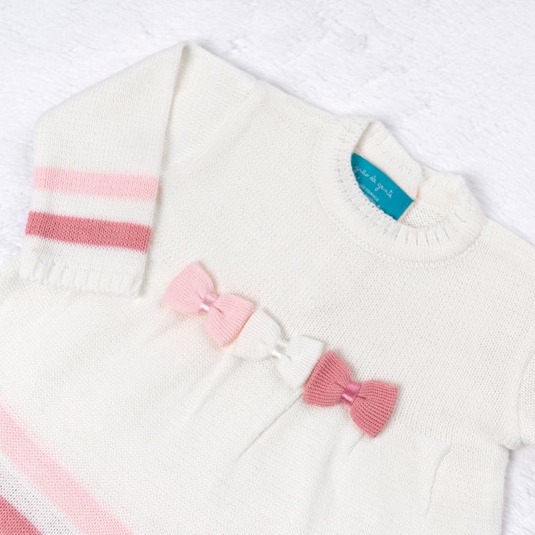 Saída Maternidade Tricot Vestido e Calça Navy Off White e Rosa 02 Peças — vista alternativa