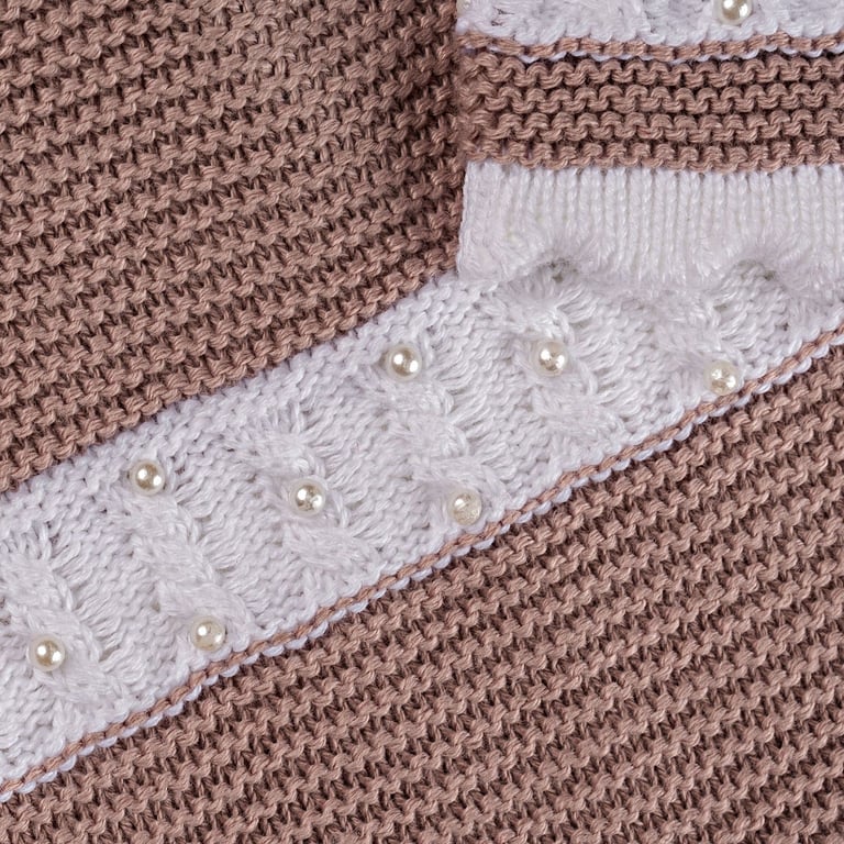 Saída Maternidade Tricot Macacão com Pérolas Nude Rosé 02 Peças — vista alternativa