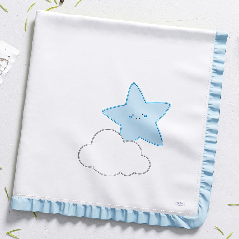 Manta de Algodão Estrelinha Azul 80cm