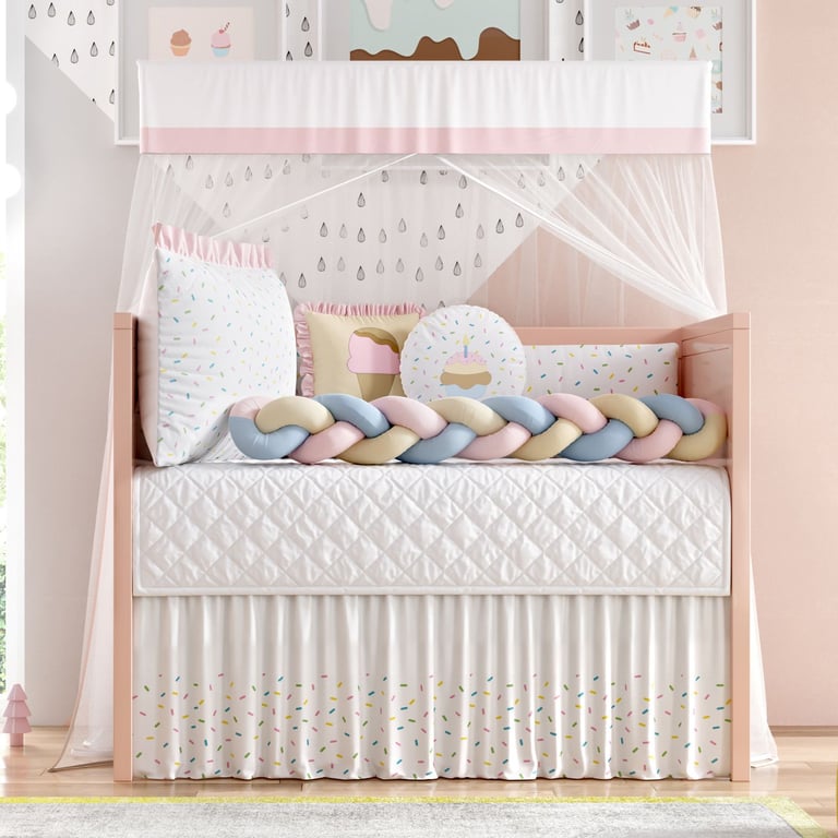 Kit Berço Trança Doce Sonho Rosa