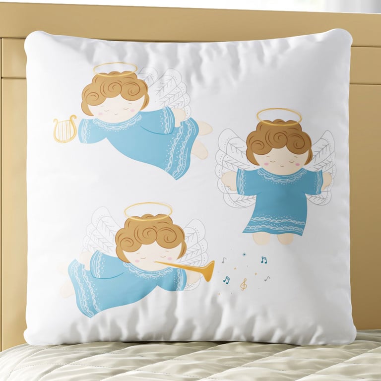 Almofada Quadrada Anjinhos Felizes 30cm