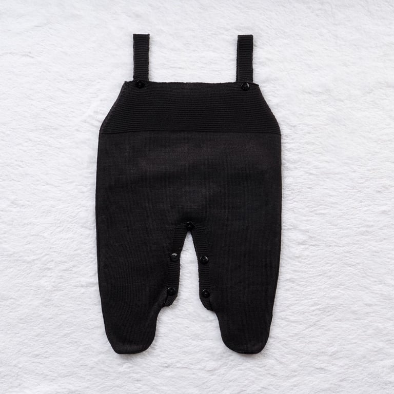 Jardineira Tricot com Botões Preto