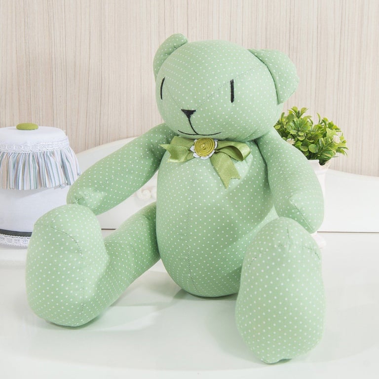 Urso Verde Poá Laços 34cm