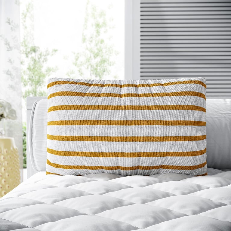 Almofada Retangular Tricot Listrado Amarelo Mostarda 43cm