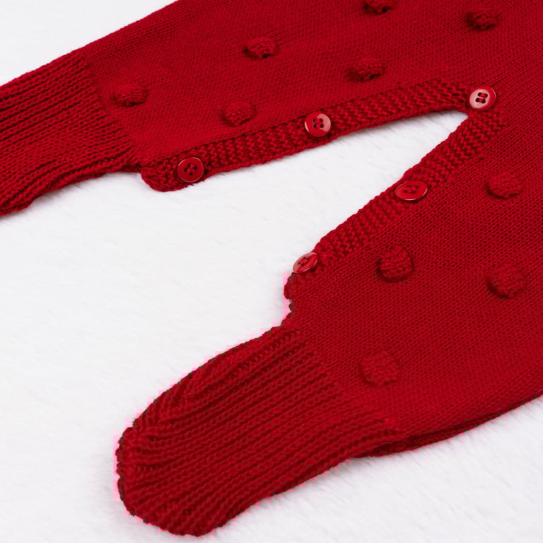 Saída Maternidade Tricot Bolinha Vermelho 02 Peças