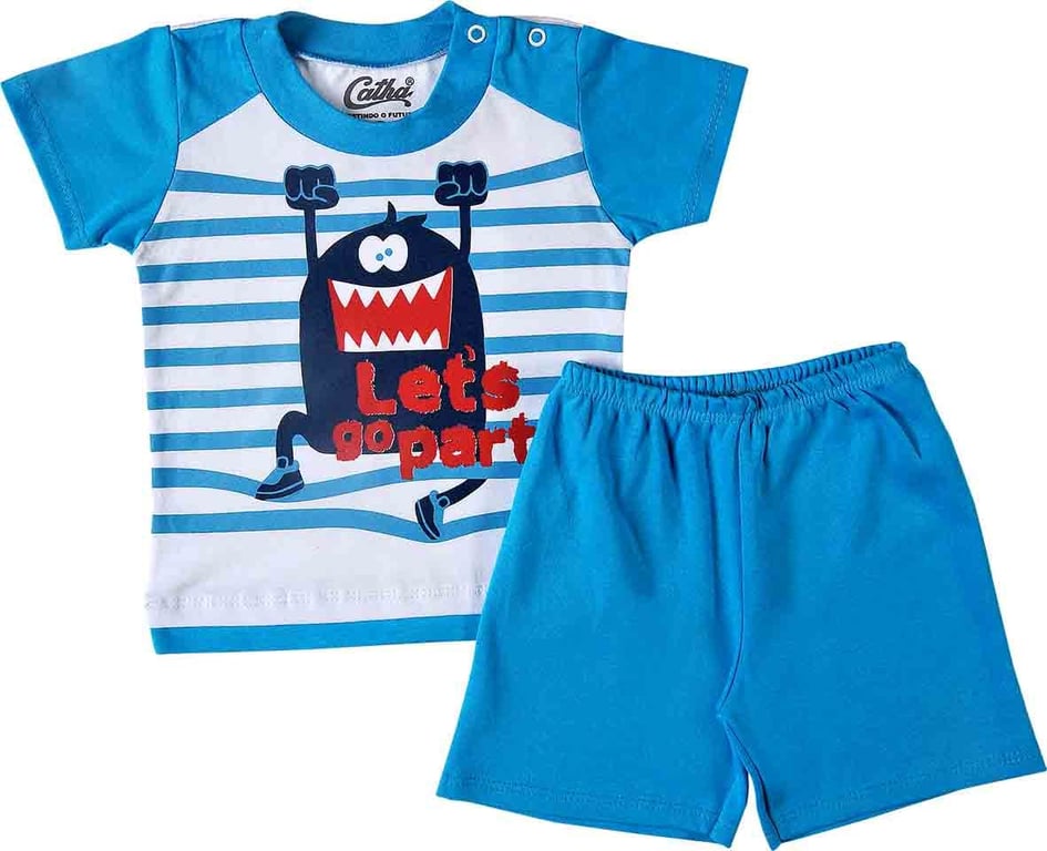 Conjunto Curto Bebê Azul Shorts