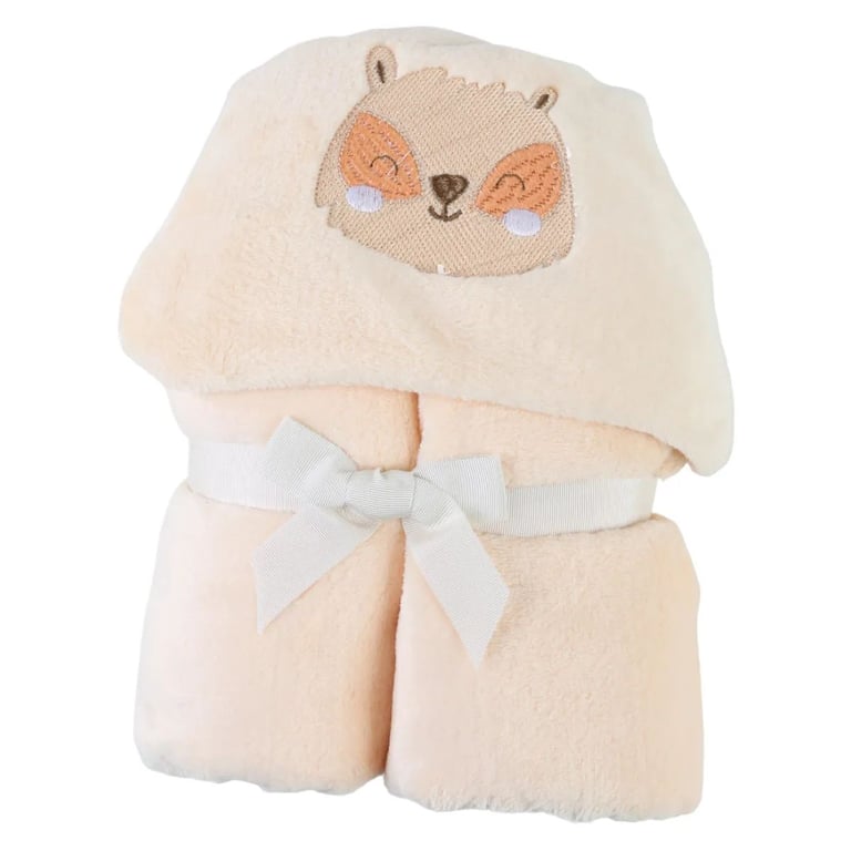Cobertor Microfibra Baby Gijo Bordado Urso com Capuz Bege 1M