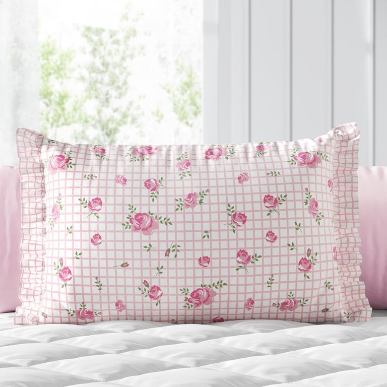Almofada Retangular Rosas Xadrez 35cm