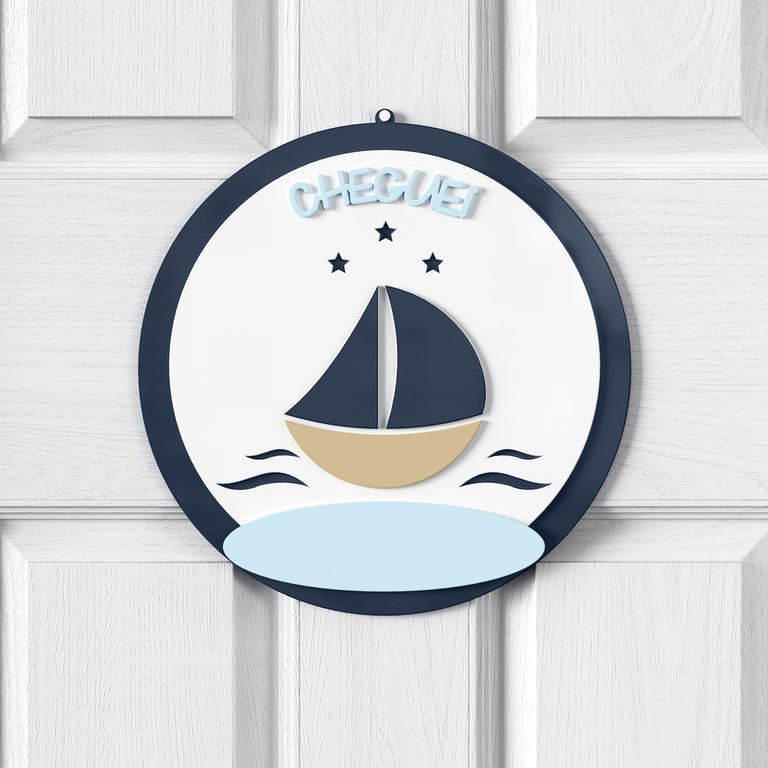 Porta Maternidade Personalizado Barquinho Azul Marinho