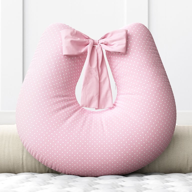 Almofada Amamentação Mini Poá Azul com Laço