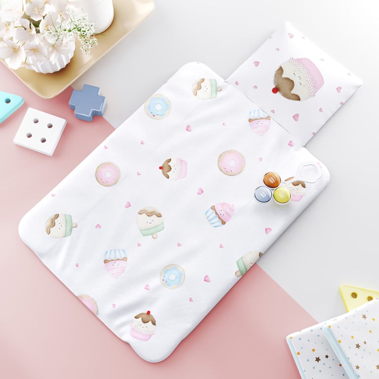 Kit Almofada Amamentação Docinho Colorido + Trocador de Fraldas Portátil Casinha Doce Encanto — vista alternativa