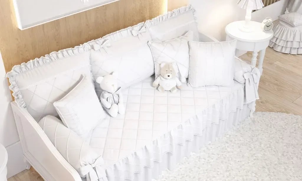 Edredom Matelado Cama Babá Branco Clássico