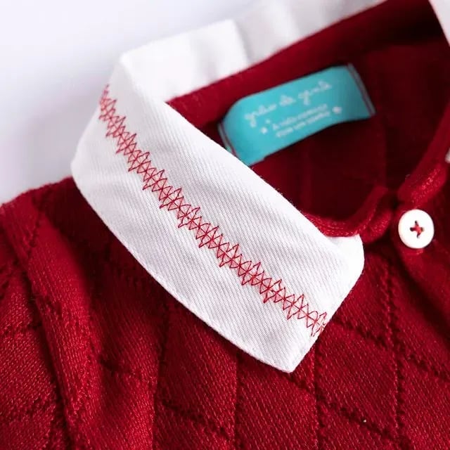 Saída Maternidade Tricot Vermelha Com Gola 02 Peças — vista alternativa