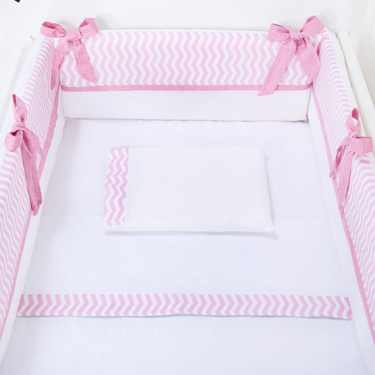 Kit Mini Berço Chevron Rosa
