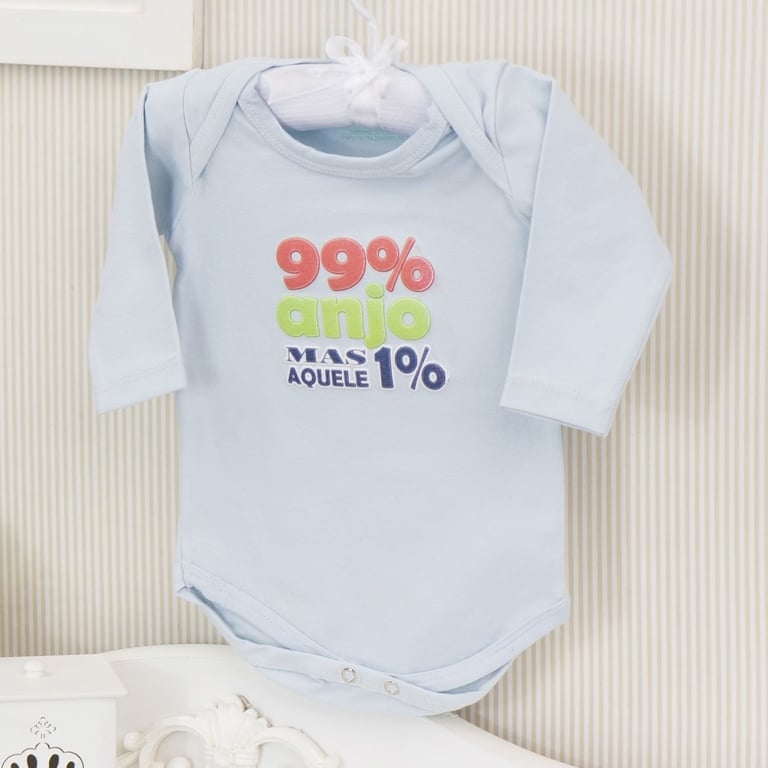 Body Manga Longa Aquele 1% Azul Tam M