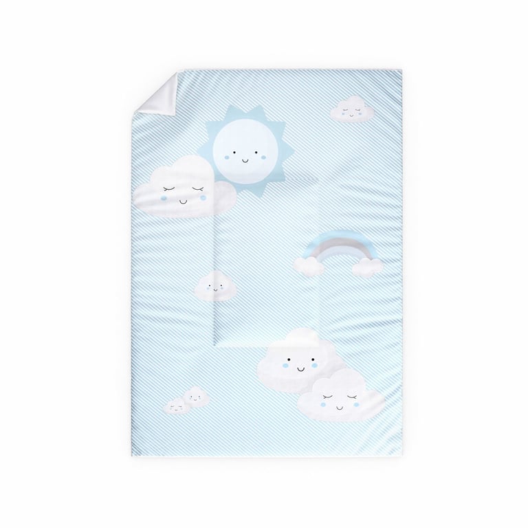 Edredom de Berço Nuvem de Algodão Azul