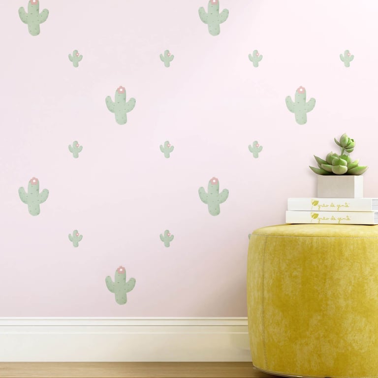 Papel de Parede Cactos Rosa 3m