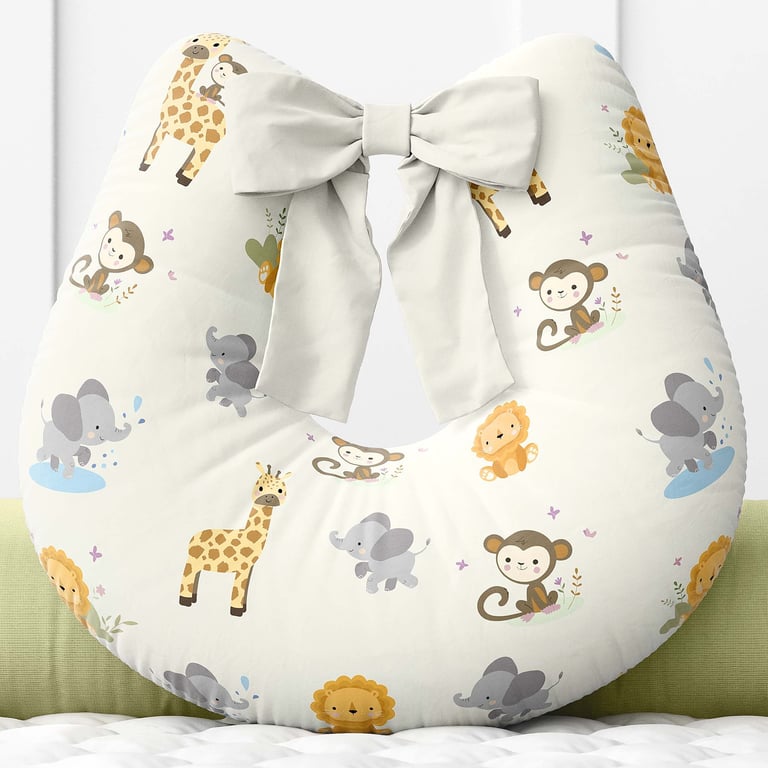 Almofada Amamentação Animais da Selva Baby Rosa